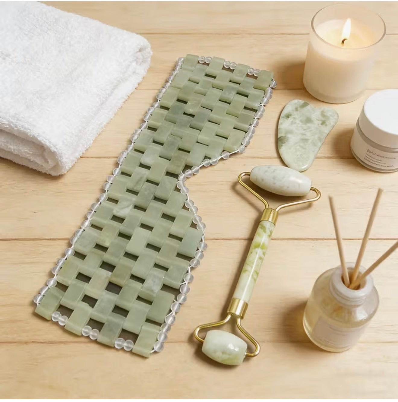 Jade Serenity Ritual Set | 3-Piece Cooling Face Mask, Roller & Gua Sha Kit